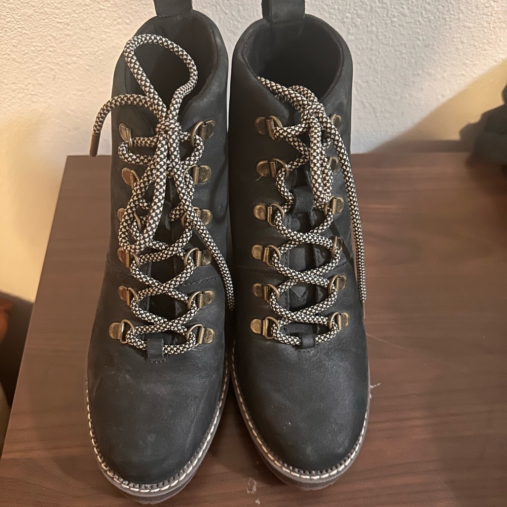 Black lace up booties